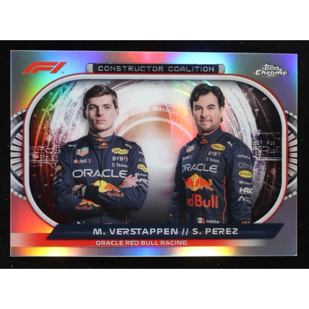 Max Verstappen / Sergio Perez 2022 Topps Chrome Formula 1 Constructors Coalition #CCRBR at PristineAuction.com