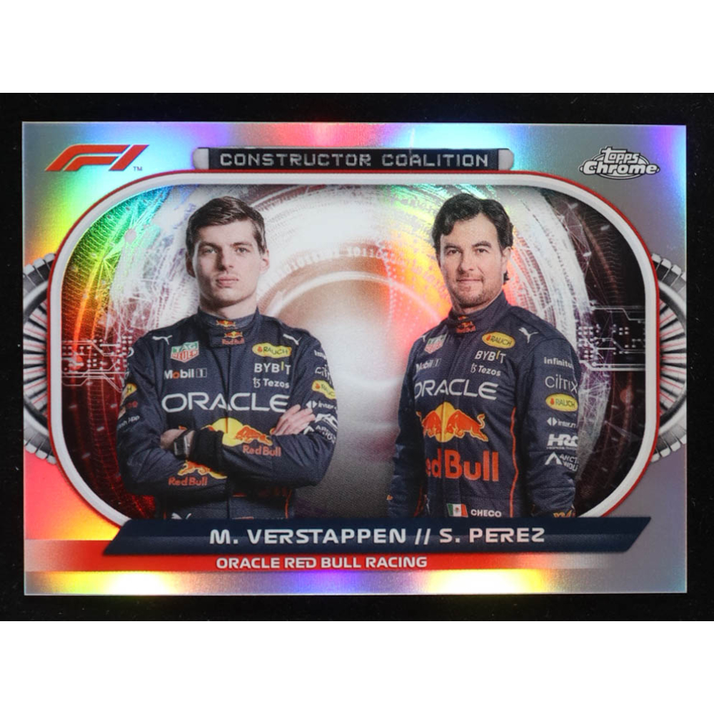 Max Verstappen / Sergio Perez 2022 Topps Chrome Formula 1 Constructors Coalition #CCRBR at PristineAuction.com