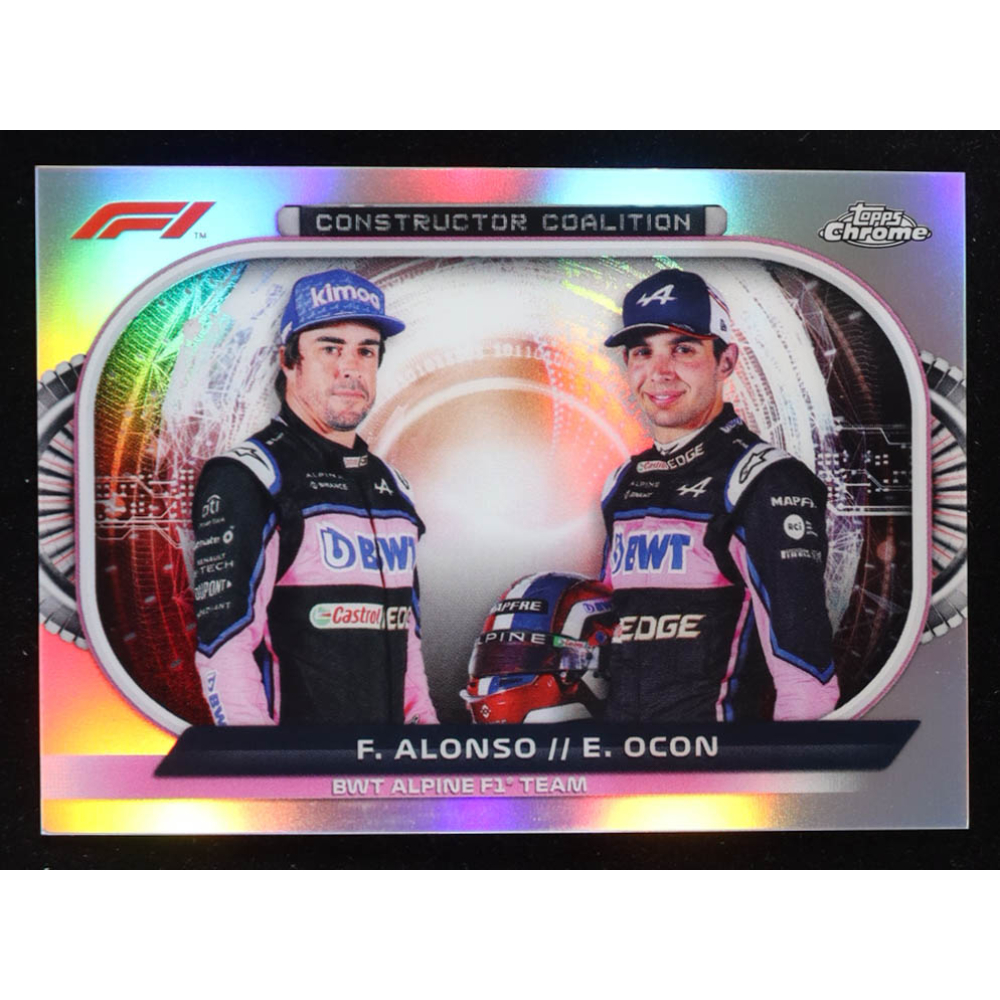 Fernando Alonso / Esteban Ocon 2022 Topps Chrome Formula 1 Constructors Coalition #CCALP at PristineAuction.com