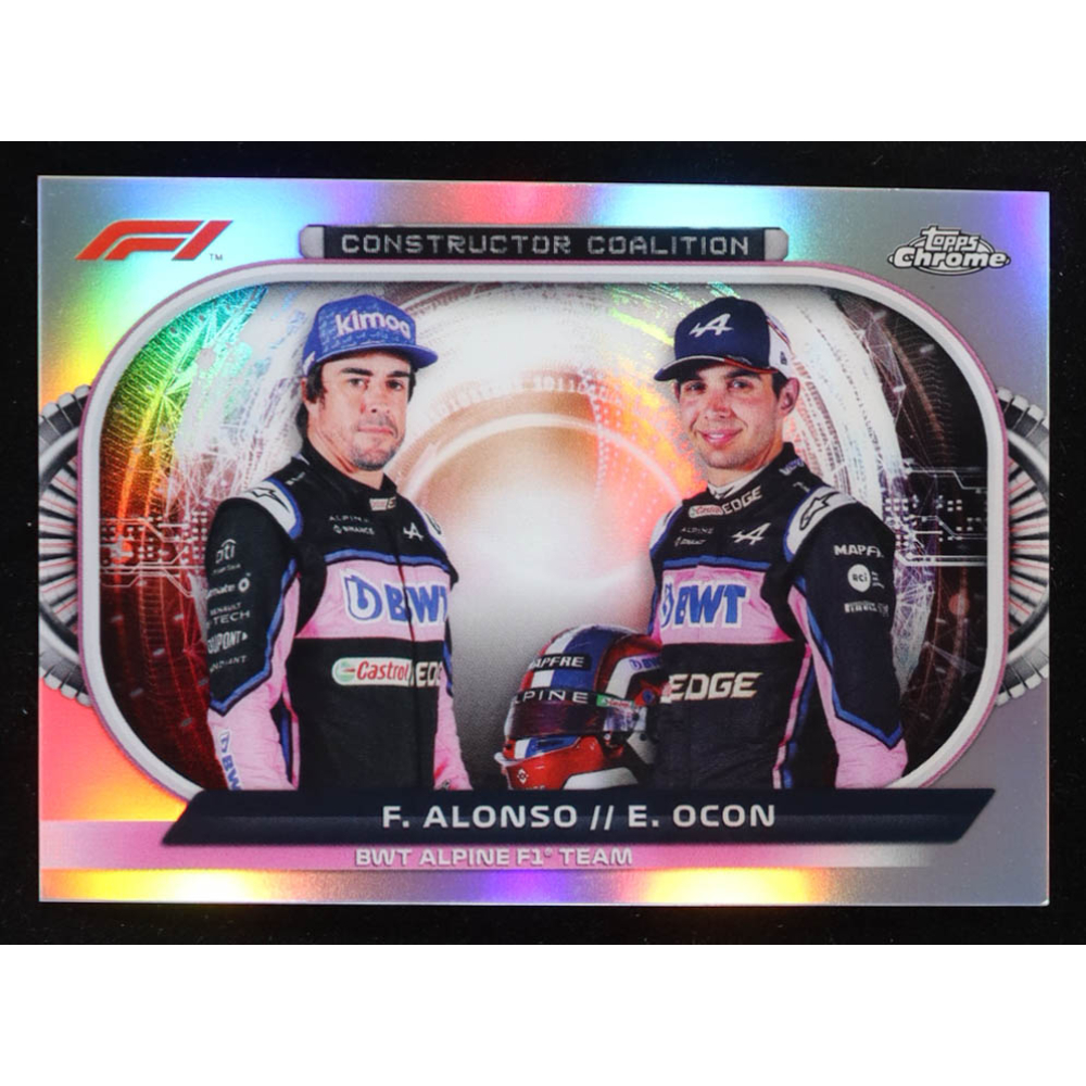 Fernando Alonso / Esteban Ocon 2022 Topps Chrome Formula 1 Constructors Coalition #CCALP at PristineAuction.com