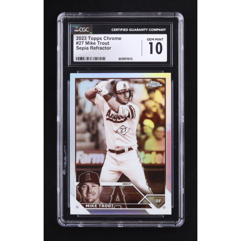 Mike Trout 2023 Topps Chrome Sepia Refractors #27 (CGC 10) at PristineAuction.com
