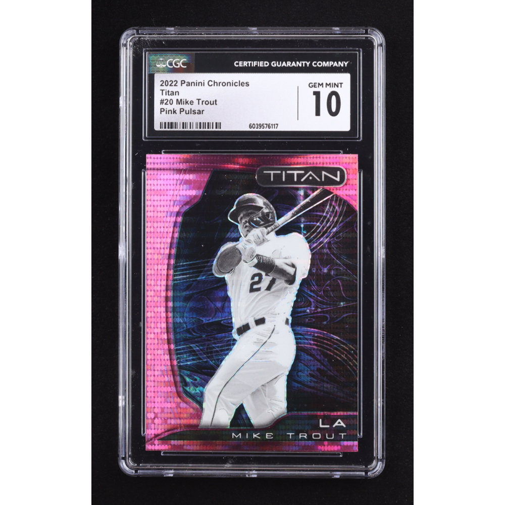 Mike Trout 2022 Panini Chronicles Titan Pink Pulsar #20 (CGC 10) at PristineAuction.com