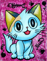 "Kitty" 2025 11x14 Original Acrylic Painting on Canvas By Elena Vaisman (Vaisman) at PristineAuction.com
