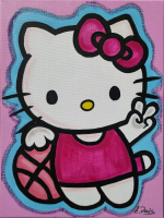 "Hello Kitty" 2025 12x16 Original Acrylic Painting on Canvas By Elena Vaisman (Vaisman) at PristineAuction.com