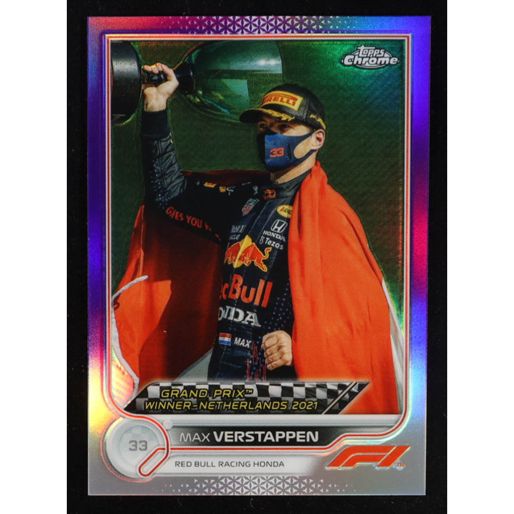 Max Verstappen 2022 Topps Chrome Formula 1 Purple Refractors #163 GPW #181/399 at PristineAuction.com