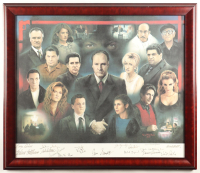 "The Sopranos" Custom Framed Canvas Display Cast-Signed by (15) With James Gandolfini, Michael Imperioli, Edie Falco, Al Sapienza (Beckett) at PristineAuction.com