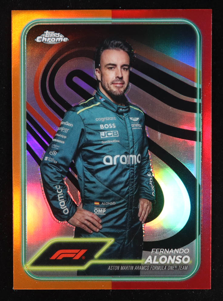 Fernando Alonso 2024 Topps Chrome Formula 1 Orange Red Refractors #11 at PristineAuction.com Fernando Alonso 2024 Topps Chrome Formula 1 Orange Red Refractors #11 at PristineAuction.com