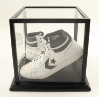 Larry Bird & Magic Johnson Signed Set Of (2) Converse Basketball Shoes in Wood & Glass Display Case (PSA & Beckett) at PristineAuction.com