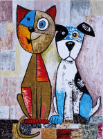 "Smiles And Sighs" 2025 12x16 Original Acrylic Painting on Canvas By Elena Vaisman (Vaisman) at PristineAuction.com