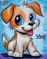 "Puppy's Joy" 2025 16x20 Original Acrylic Painting on Canvas By Elena Vaisman (Vaisman) at PristineAuction.com
