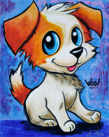 "Charming Puppy" 2025 16x20 Original Acrylic Painting on Canvas By Elena Vaisman (Vaisman) at PristineAuction.com