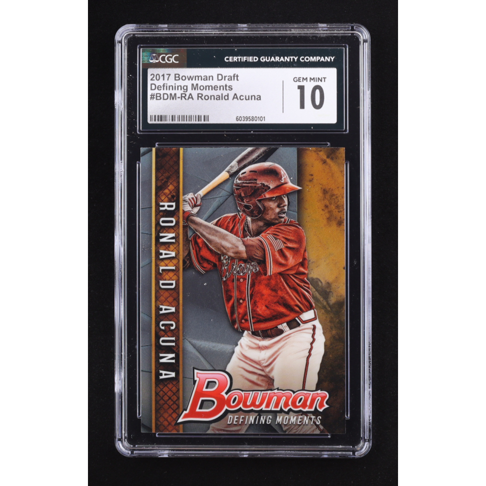 Ronald Acuna Jr. 2017 Bowman Chrome Draft Defining Moments #BDMRA RC (CGC 10) at PristineAuction.com