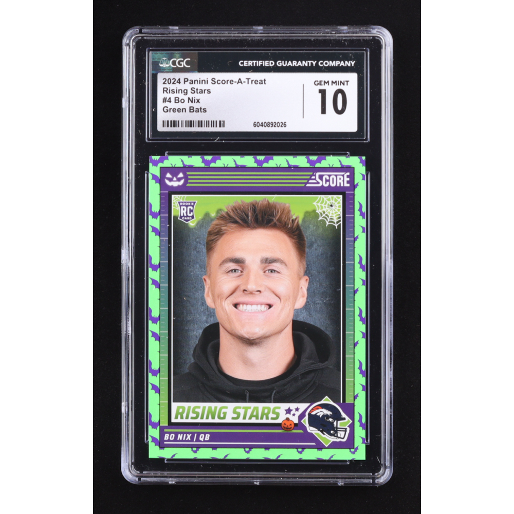 Bo Nix 2024 Score Halloween Rising Stars Bats #4 RC (CGC 10) at PristineAuction.com