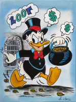 "Scrooge McLoot" 2025 18x24 Original Acrylic Painting on Canvas By Elena Vaisman (Vaisman) at PristineAuction.com