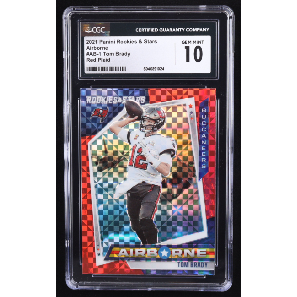 Tom Brady 2021 Rookies and Stars Airborne Red Plaid #1 (CGC 10) at PristineAuction.com