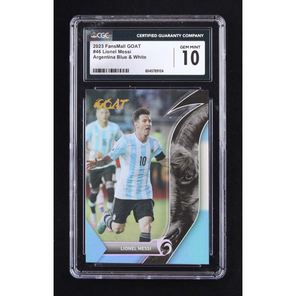 Lionel Messi 2023 FansMall GOAT Argentina Blue and White #46 (CGC 10) at PristineAuction.com
