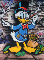 "Scrooge's Smoke Break" 2025 30x40 Original Acrylic Painting on Canvas By Elena Vaisman (Vaisman) at PristineAuction.com