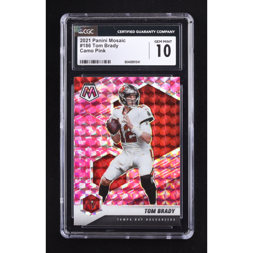 Tom Brady 2021 Panini Mosaic Mosaic Camo Pink #186 (CGC 10) at PristineAuction.com