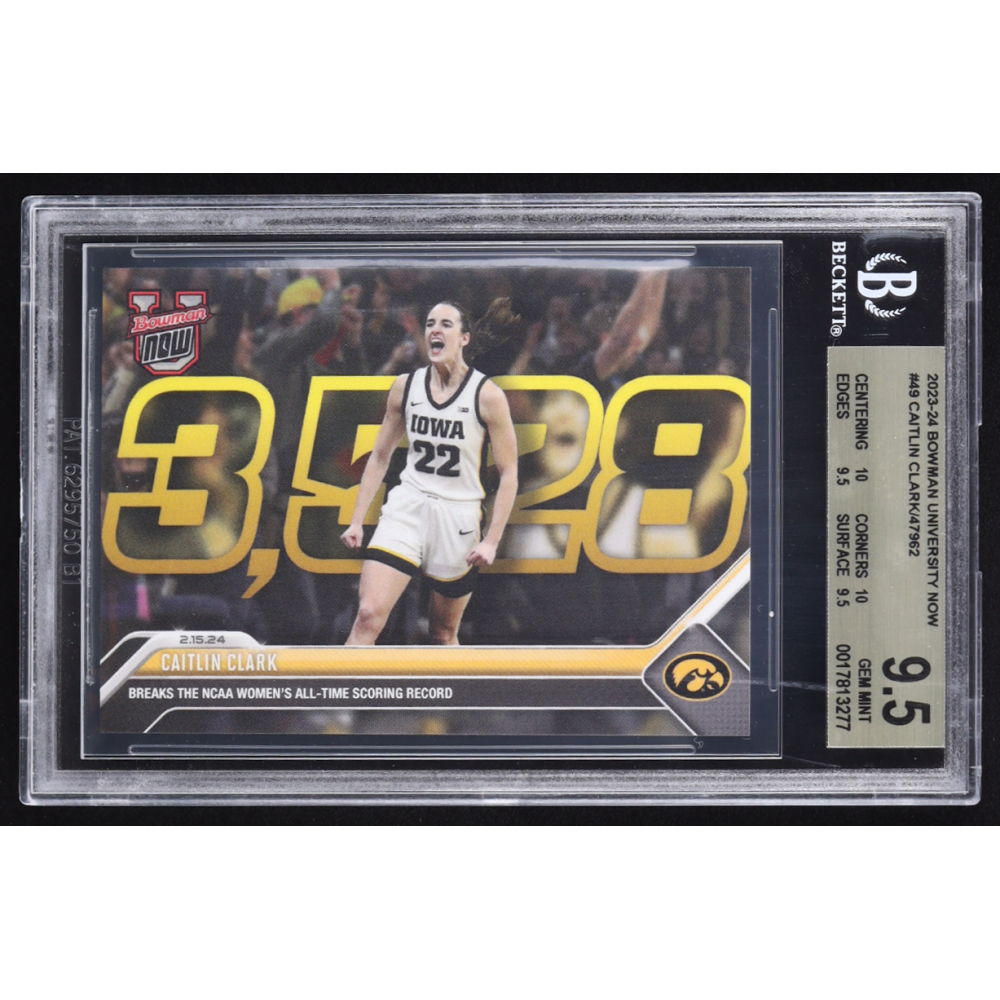 Caitlin Clark 2023-24 Bowman University Now #49 RC (BGS 9.5) at PristineAuction.com