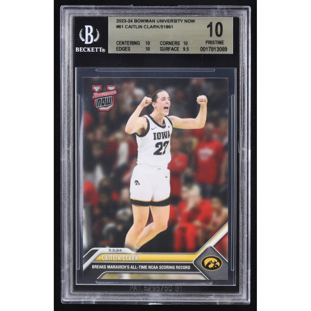 Caitlin Clark 2023-24 Bowman University Now #61 RC (BGS 10) at PristineAuction.com