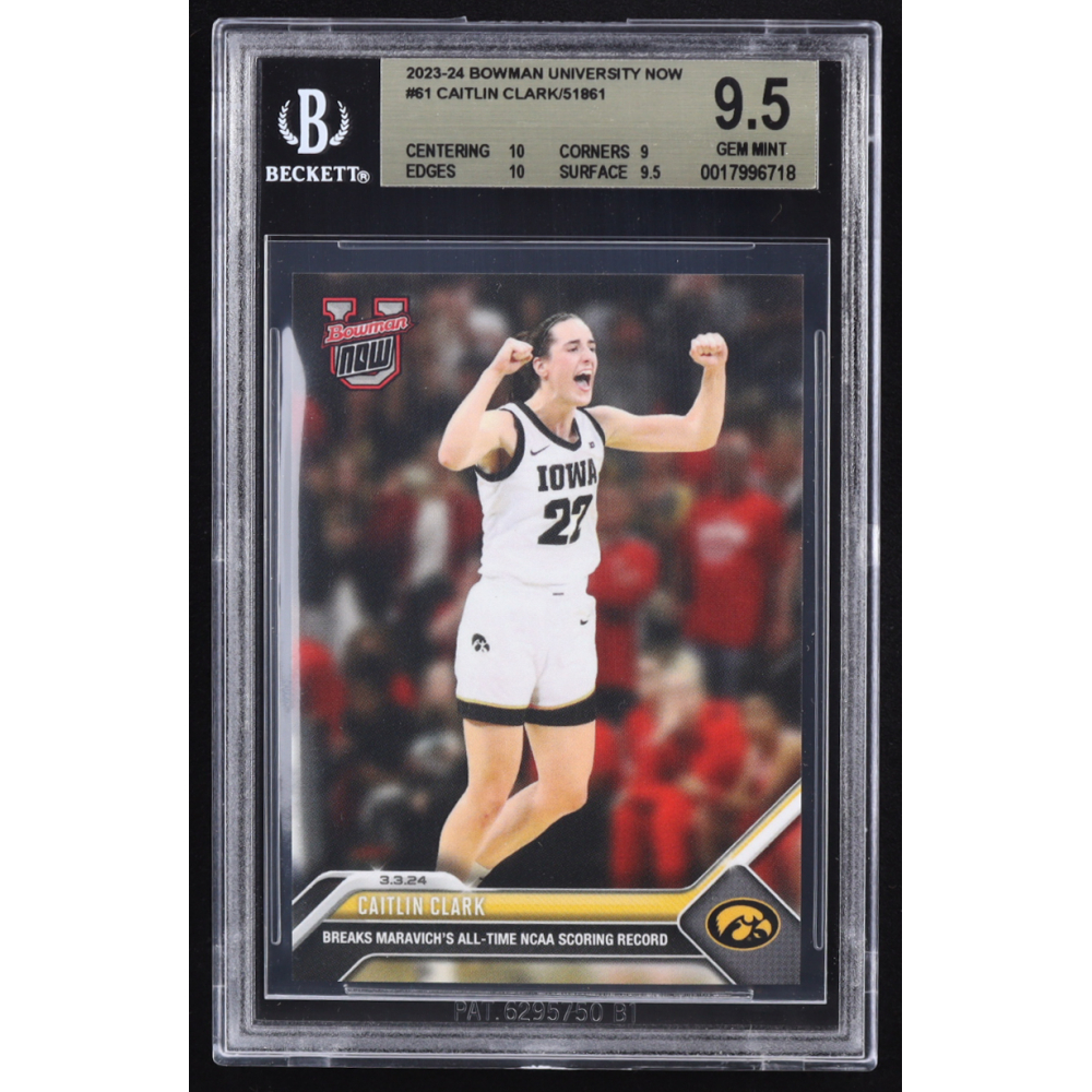 Caitlin Clark 2023-24 Bowman University Now #61 RC (BGS 9.5) at PristineAuction.com