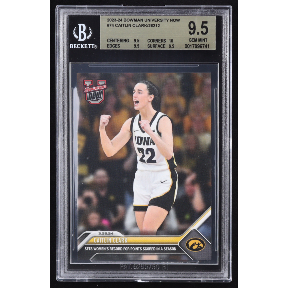 Caitlin Clark 2023-24 Bowman University Now #74 RC (BGS 9.5) at PristineAuction.com