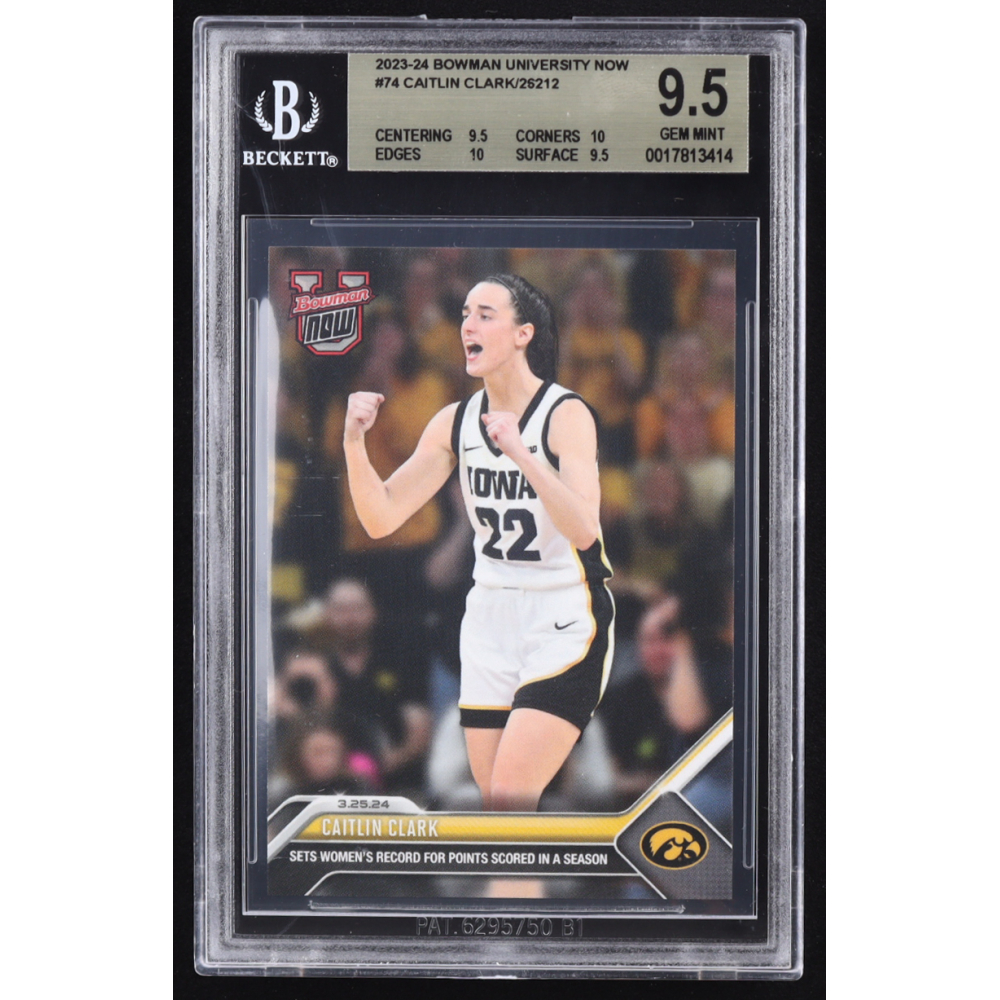 Caitlin Clark 2023-24 Bowman University Now #74 RC (BGS 9.5) at PristineAuction.com