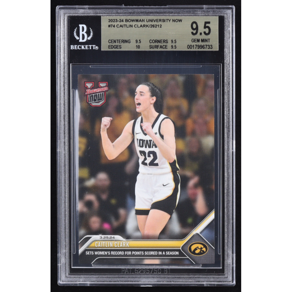 Caitlin Clark 2023-24 Bowman University Now #74 RC (BGS 9.5) at PristineAuction.com
