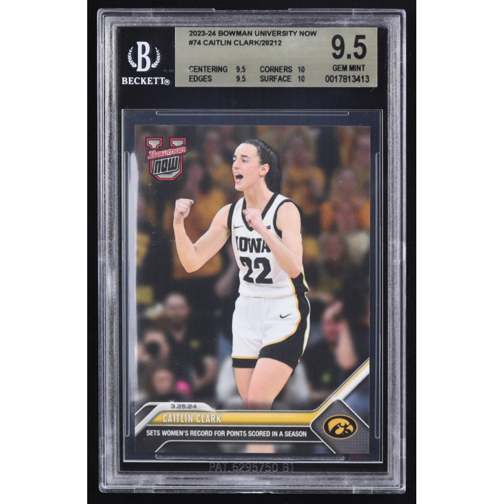Caitlin Clark 2023-24 Bowman University Now #74 RC (BGS 9.5) at PristineAuction.com