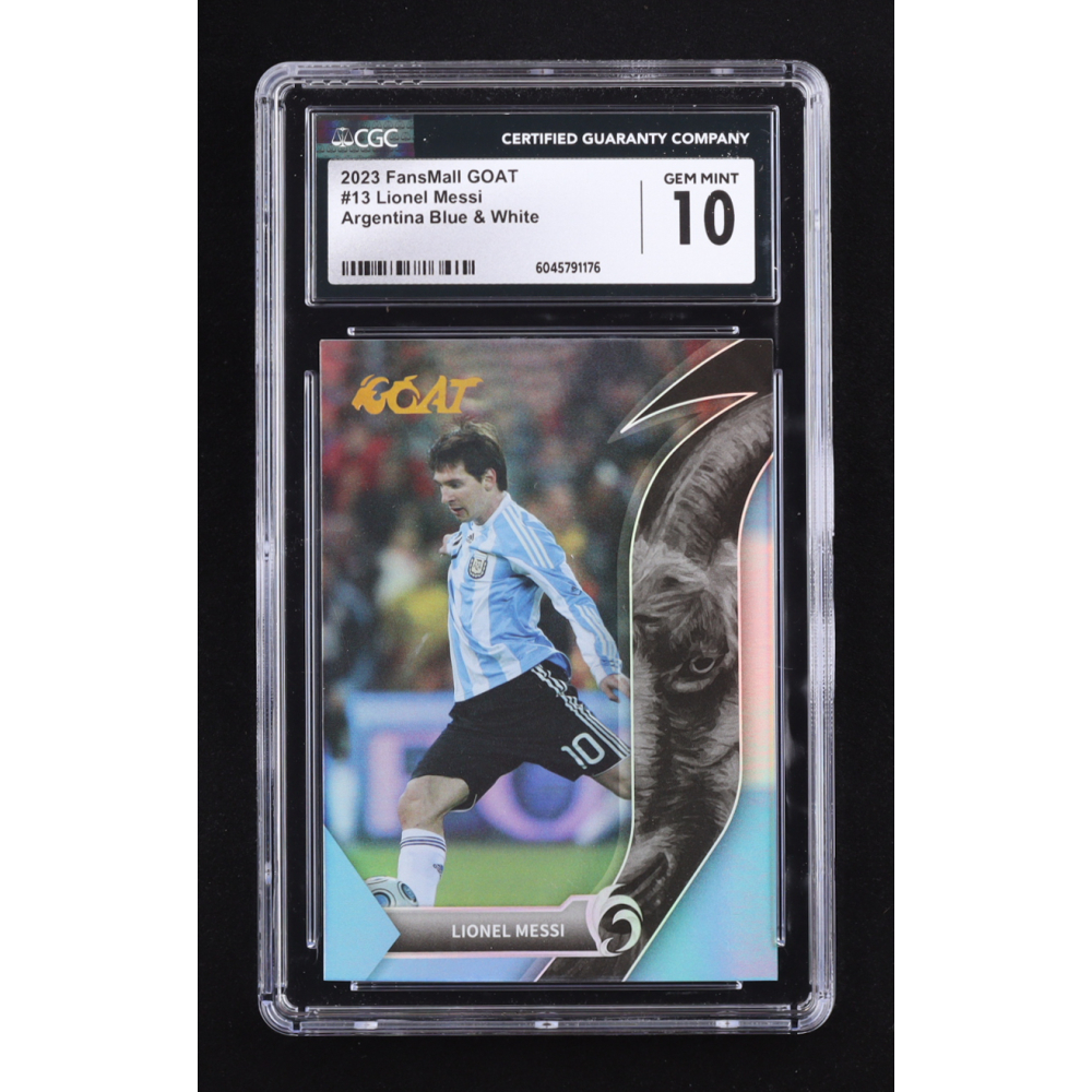 Lionel Messi 2023 FansMall GOAT Argentina Blue and White #13 (CGC 10) at PristineAuction.com