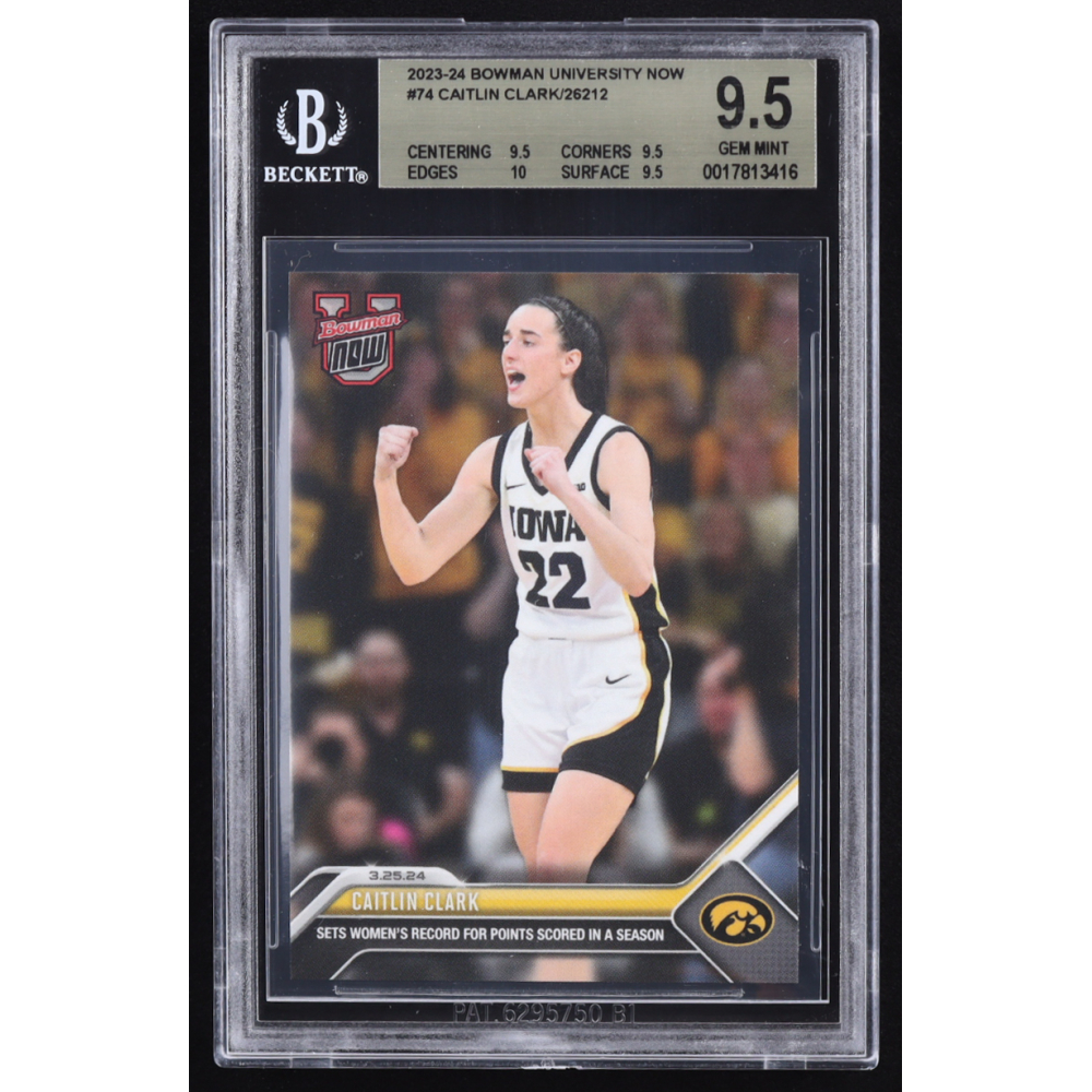 Caitlin Clark 2023-24 Bowman University Now #74 RC (BGS 9.5) at PristineAuction.com