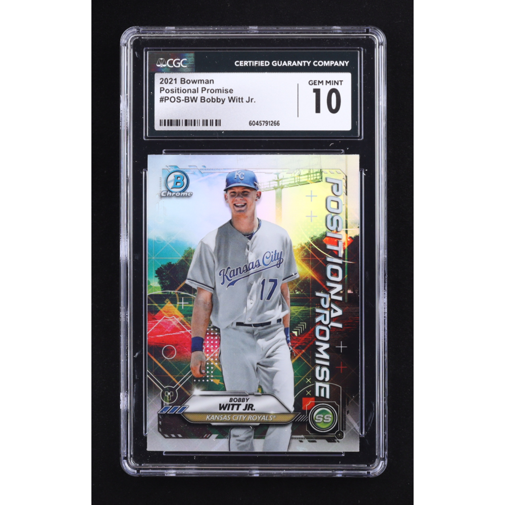 Bobby Witt Jr. 2021 Bowman Chrome Positional Promise Refractors #POSBW RC (CGC 10) at PristineAuction.com