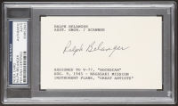 Ralph Belanger Signed Index Card (PSA) WWII Nagasaki Mission Flight Engineer at PristineAuction.com