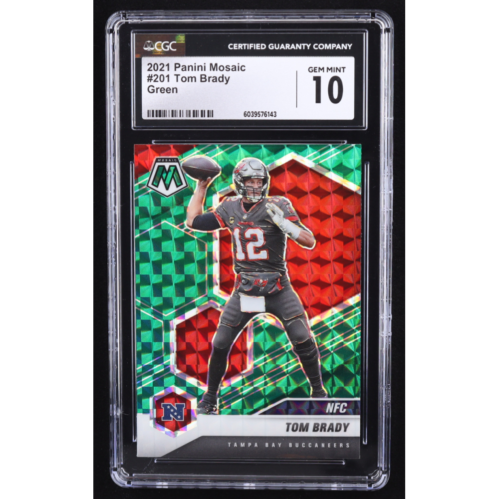Tom Brady 2021 Panini Mosaic Mosaic Green #201 (CGC 10) at PristineAuction.com
