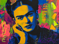 “Frida Kahlo In Color” 18x24 2025 Original Painting on Rolled Canvas by Tadas Zaicikas | TedyZet (Zaicikas) at PristineAuction.com