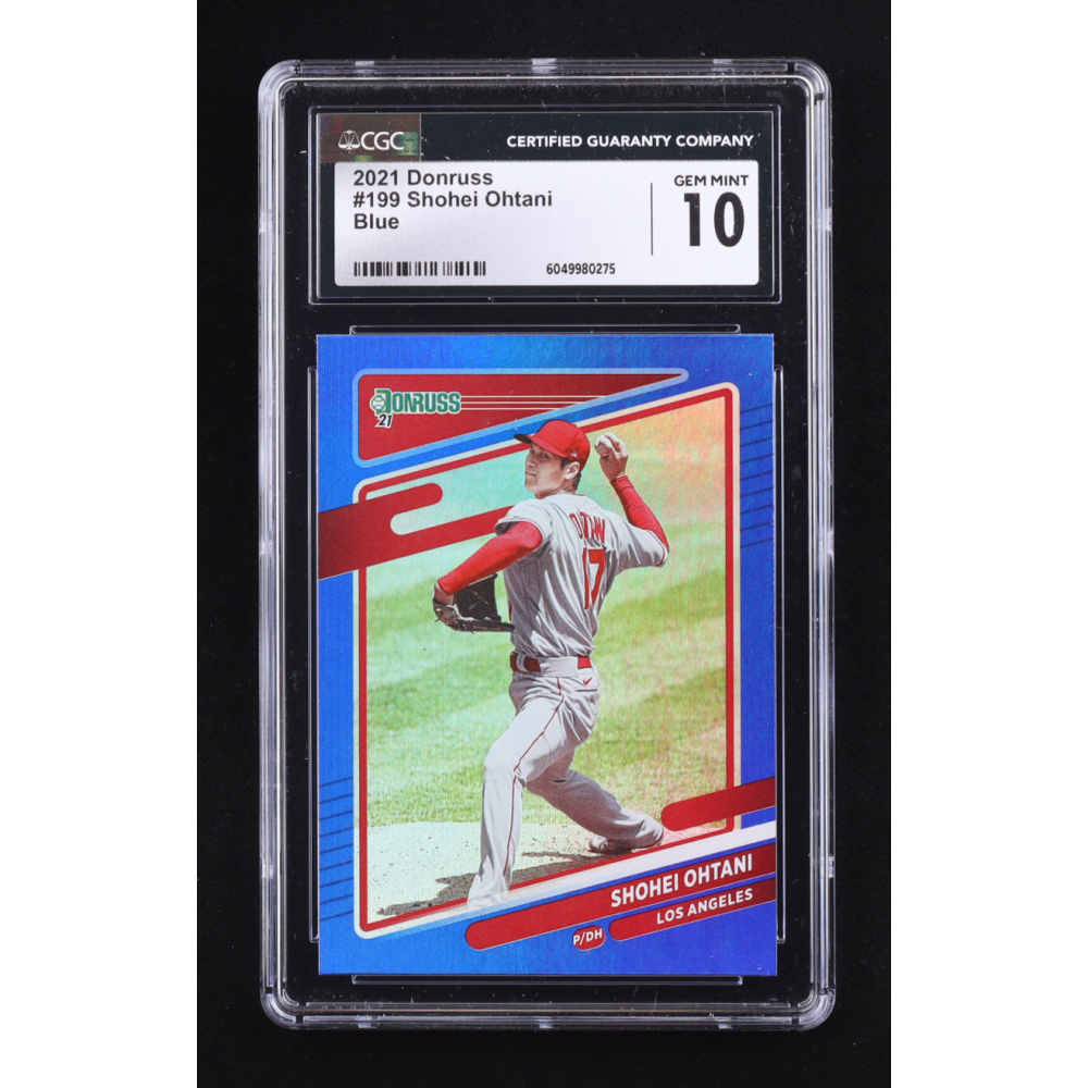 Shohei Ohtani 2021 Donruss Holo Blue #199 (CGC 10) at PristineAuction.com