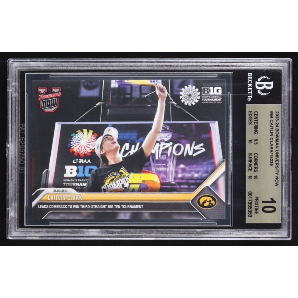 Caitlin Clark 2023-24 Bowman University Now #64 RC (BGS 10) at PristineAuction.com