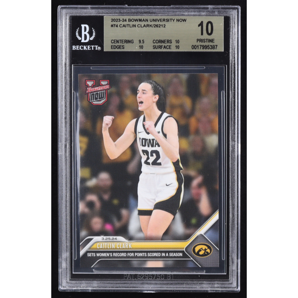 Caitlin Clark 2023-24 Bowman University Now #74 RC (BGS 10) at PristineAuction.com
