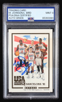 Magic Johnson / Larry Bird Signed 1992 Skybox Barcelona #NNO Team USA (PSA | Auto 10) at PristineAuction.com