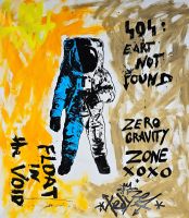 “Zone XO- Blue" 30x34 2025 Original Painting on Rolled Canvas by Tadas Zaicikas | TedyZet (Zaicikas) at PristineAuction.com