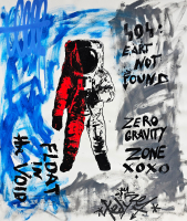 “Zone XO- Red" 30x34 2025 Original Painting on Rolled Canvas by Tadas Zaicikas | TedyZet (Zaicikas) at PristineAuction.com