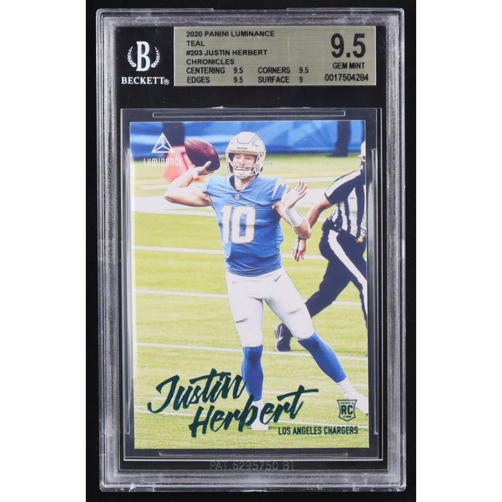 Justin Herbert 2020 Panini Luminance Teal #203 Chronicles RC (BGS 9.5) at PristineAuction.com