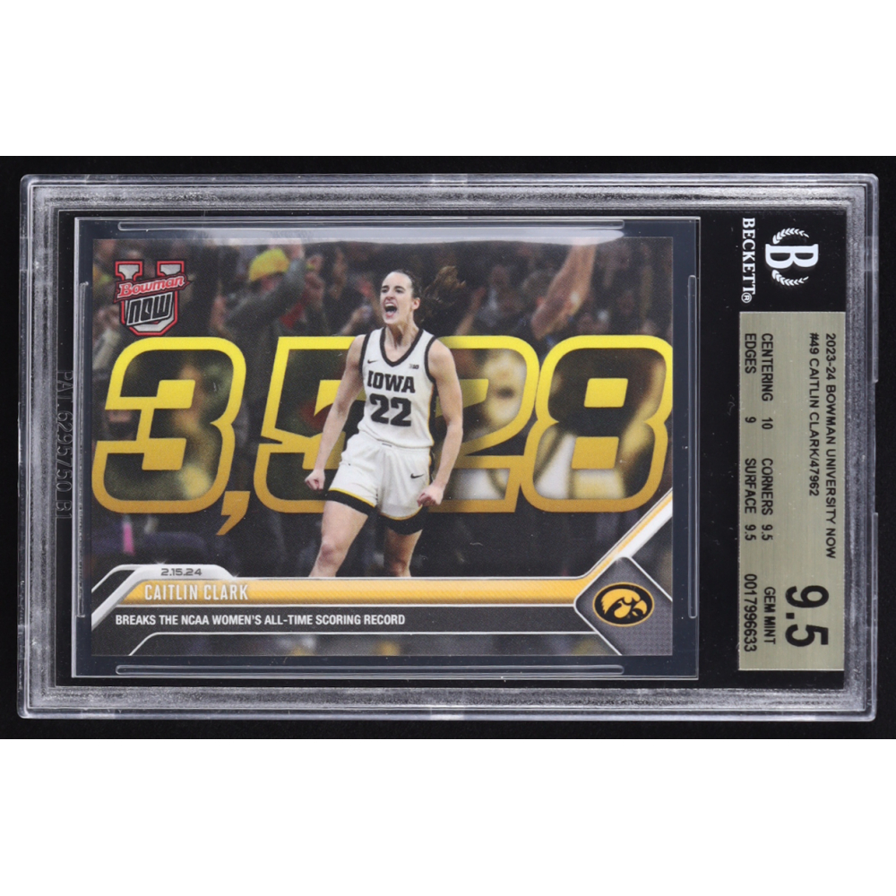 Caitlin Clark 2023-24 Bowman University Now #49 RC (BGS 9.5) at PristineAuction.com
