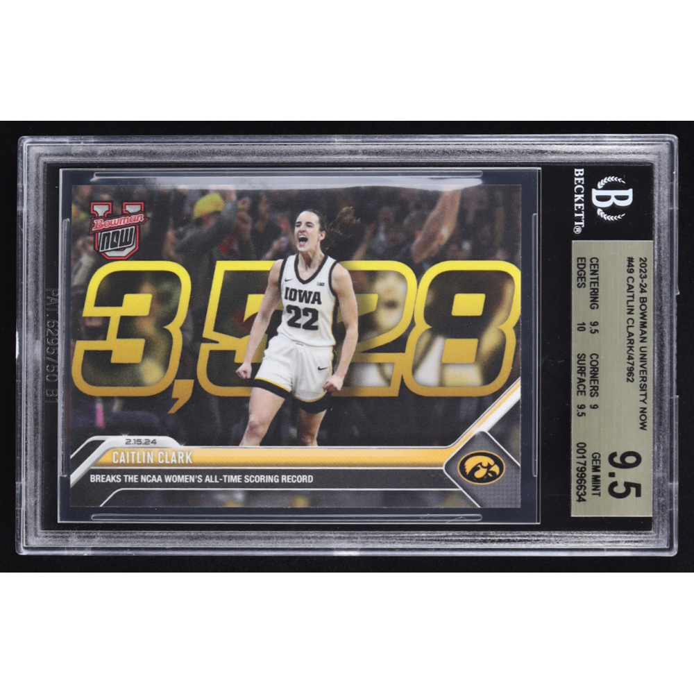 Caitlin Clark 2023-24 Bowman University Now #49 RC (BGS 9.5) at PristineAuction.com