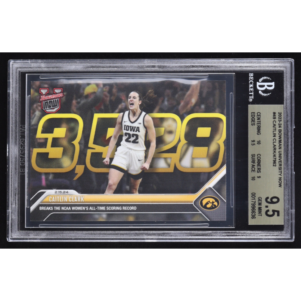 Caitlin Clark 2023-24 Bowman University Now #49 RC (BGS 9.5) at PristineAuction.com