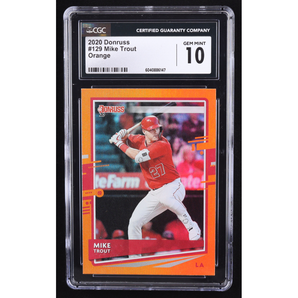 Mike Trout 2020 Donruss Orange #129 (CGC 10) at PristineAuction.com