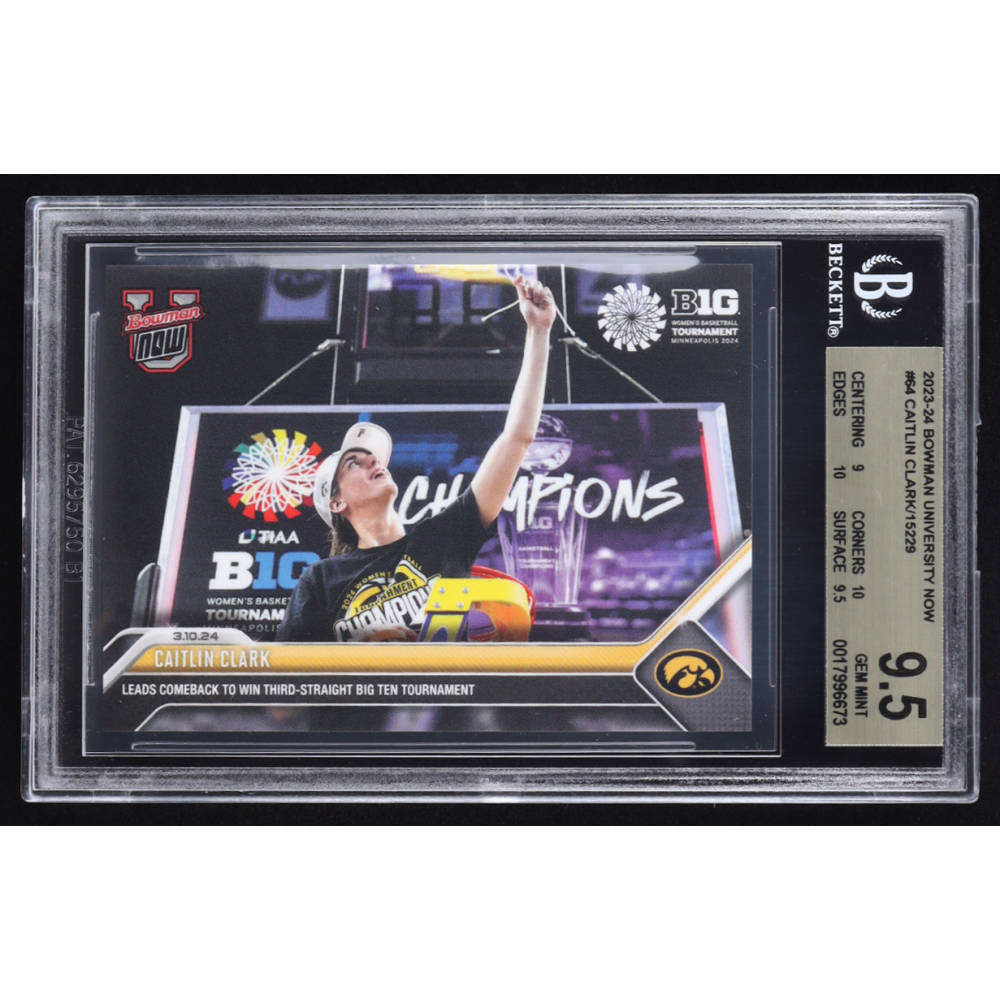 Caitlin Clark 2023-24 Bowman University Now #64 RC (BGS 9.5) at PristineAuction.com