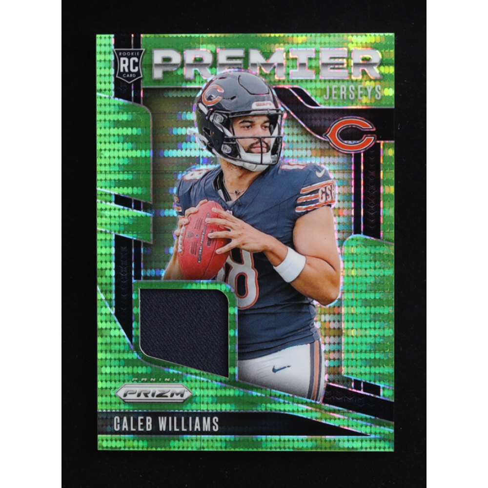 Caleb Williams 2024 Panini Prizm Premier Jerseys Neon Green Pulsar #1 RC at PristineAuction.com