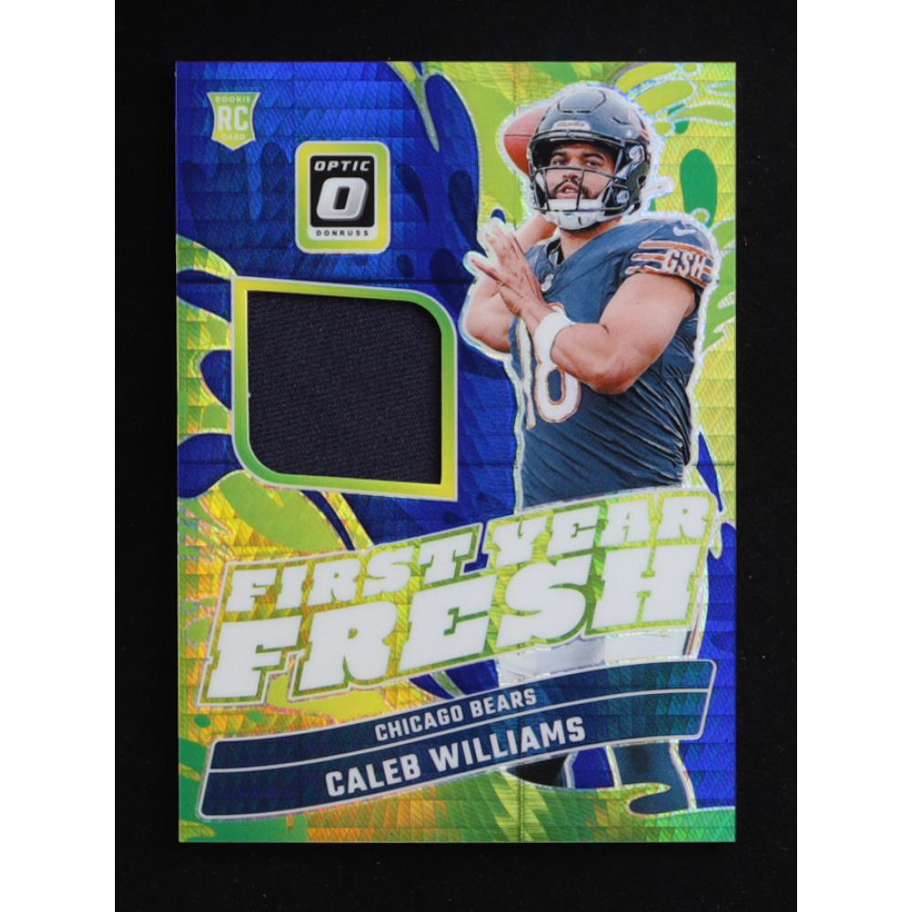Caleb Williams 2024 Donruss Optic First Year Fresh Jerseys Blue Hyper #1 RC at PristineAuction.com