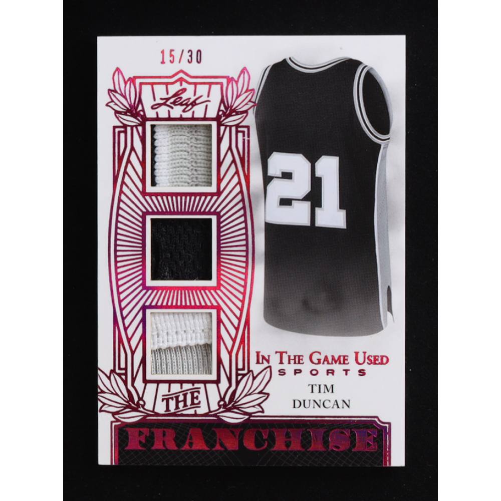 Tim Duncan 2024 Leaf ITG Used The Franchise Memorabilia Spectrum Red #TFTD1 #15/30 at PristineAuction.com